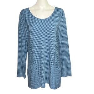 Habitat Clothes to Live In Womens Size XL Blue Tunic Top Pockets Shirt Lagenlook